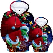 LUXIFA Plus Size Santa Fleece Patterned Pullover Hoodie Long Sleeve Hoodies Pullover for Boys Girls 5-16 Years