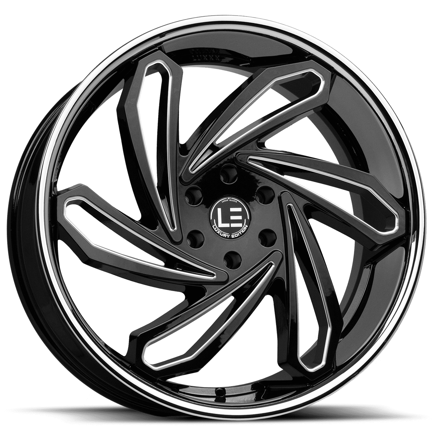 LUXLE10 SSL 22X9 5X114.3 +31 73.1 Gloss Black Milled Stainless Steel Lip