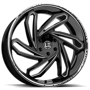 LUXLE10 SSL 24X10 6X139.7 +35 93.1 Gloss Black Milled Stainless Steel Lip Wheel