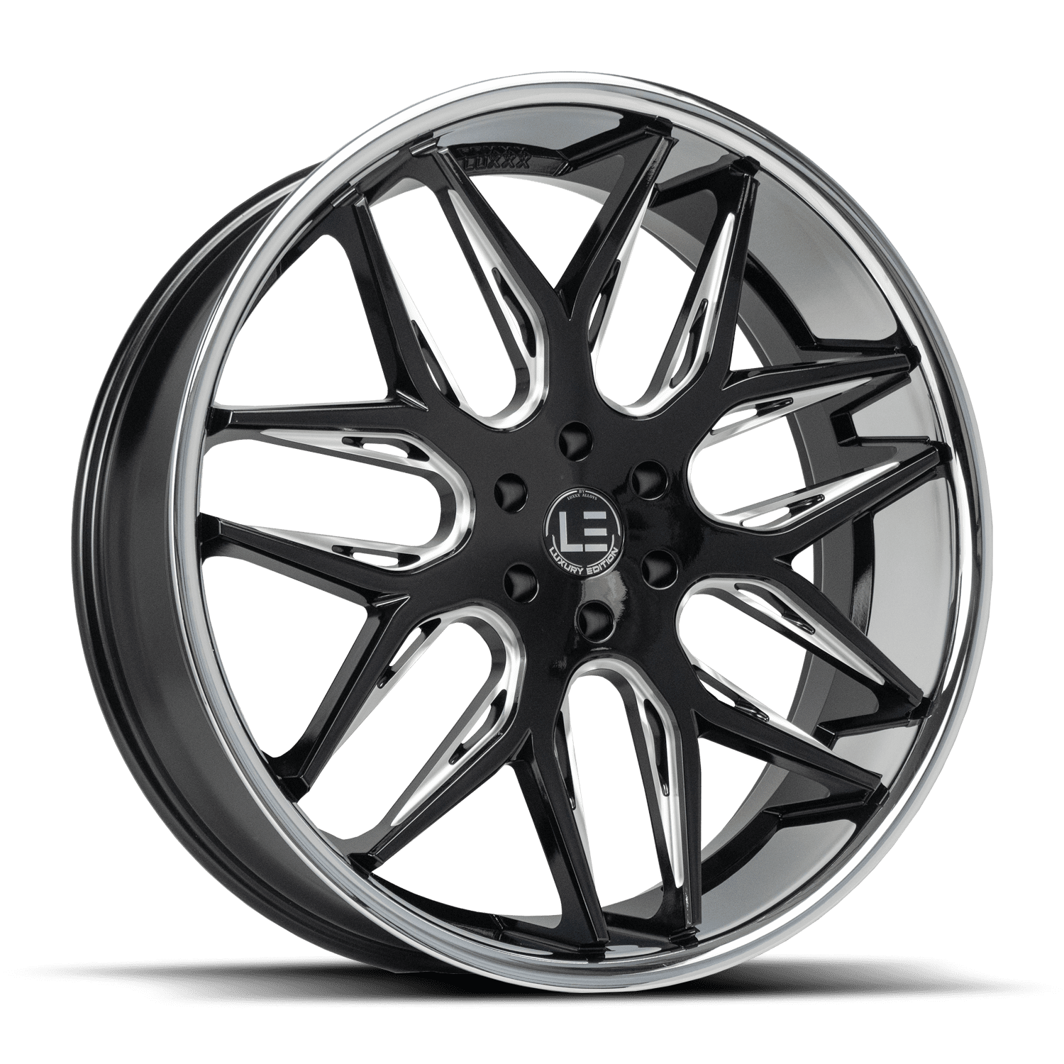 LUXLE14 SSL 24X9.5 6X139.7 +30 78.1 Gloss Black Milled Stainless Steel Lip