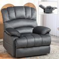 LUXLEN Large Manual Recliner Chair,Soft Fabric Push Back Recliner with