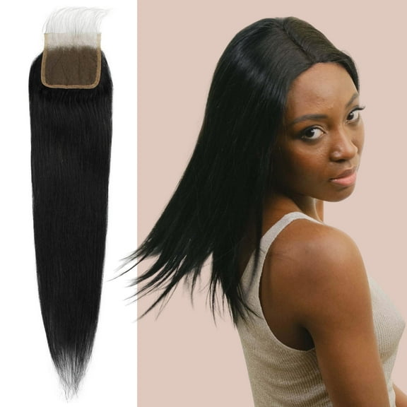 LUXLUXE A'Lelia Adult Women Brazilian Virgin Human Hair Lace Wig (Natural Black, 18" inch)