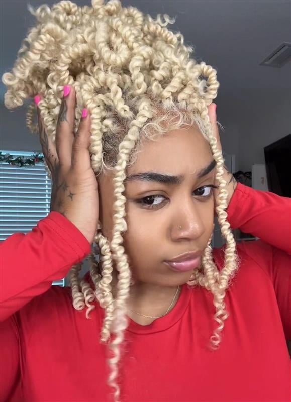 LUXLUXE 16" Passion Twist Lace Front Wig for Black Women | Curly 4×5 Hand-Tied HD Lace Braided Hairline for Party, Wedding, Cosplay & Daily Wear