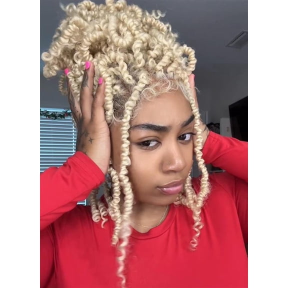 LUXLUXE 16" Passion Twist Lace Front Wig for Black Women | Curly 45 Hand-Tied HD Lace Braided Hairline for Party, Wedding, Cosplay & Daily Wear