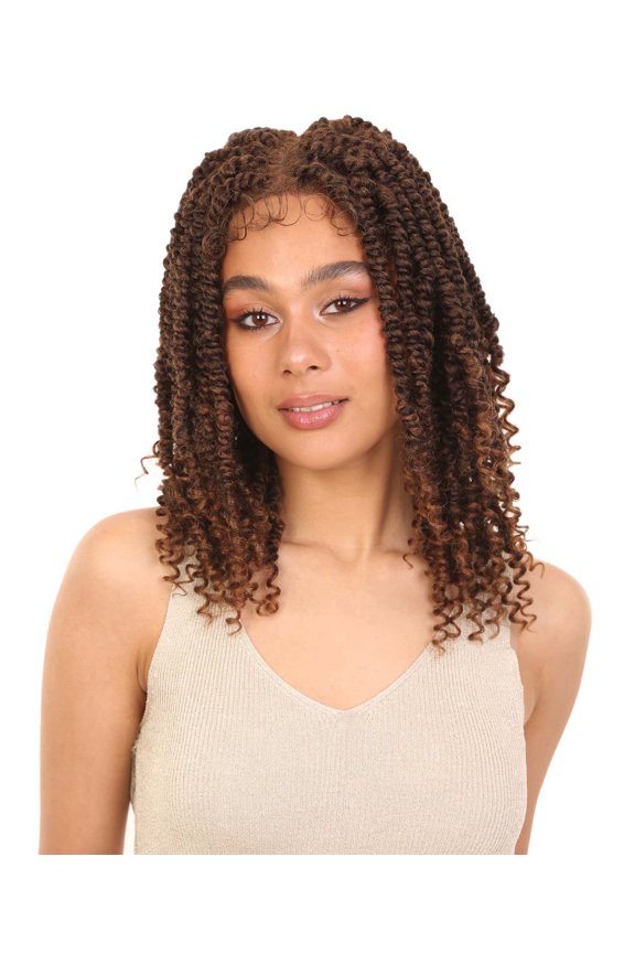 16 Synthetic HD Lace Passion Twist Wig  Loose Curly Medium Length Springy Curls for Party, Wedding & Daily Wear