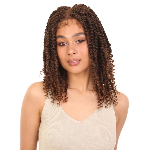 LUXLUXE 16″ Synthetic HD Lace Passion Twist Wig — Loose Curly Medium Length Springy Curls for Party, Wedding & Daily Wear