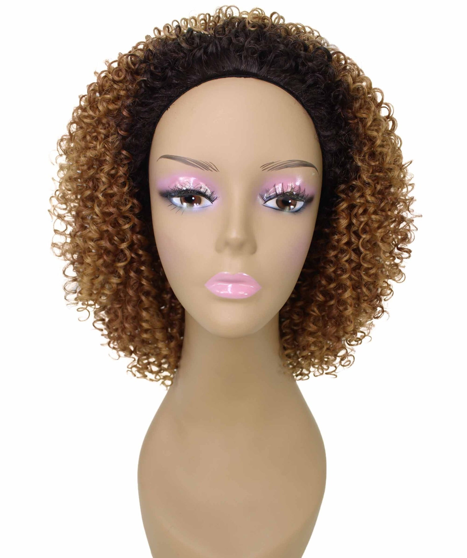 LUXLUXE Alexandra Curly Layered 14 in Long Half Wig Mix Human Hair and Synthetic Fibers, Multiple Shades of Natural & Blended Colors