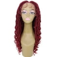 thumbnail image 1 of LUXLUXE Andrea 25 in Curly Long 4X4 Hand Tied Lace Braid Braided Wig, BURGUNDY, 1 of 7