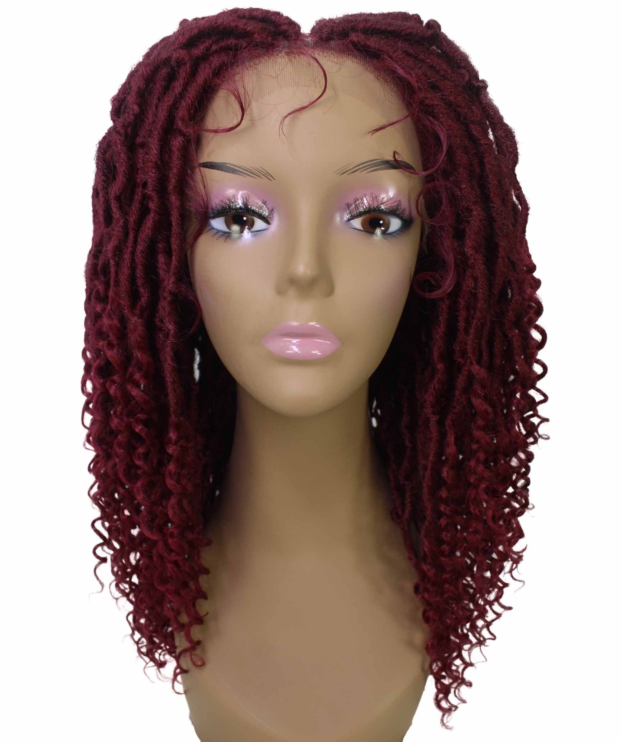LUXLUXE Angel Curly Locs 20 in Long 4X4 Hand Tied Lace Braid Braided Wig, Beauty Heat Resistant Fiber, 20+ Shades of Natural, Dip Dyed, & Blended Colors