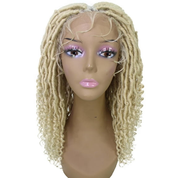 LUXLUXE Angel Curly Locs 20 in Long 4X4 Hand Tied Lace Braid Braided Wig, Beauty Heat Resistant Fiber, 20+ Shades of Natural, Dip Dyed, & Blended Colors