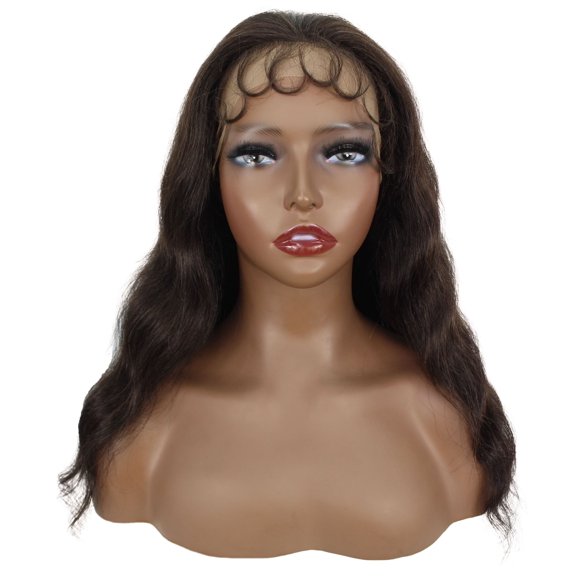 LUXLUXE Ariel 21-inches Wavy 100% Human Hair 3"13 HD Lace Wig, Heat Resistant Fiber, (Dark Brown)