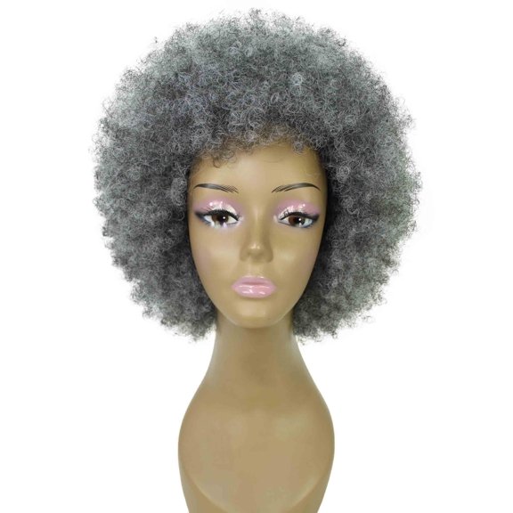 LUXLUXE Audre Curly Layered 13 in Long Half Wig Mix Human Hair and Synthetic Fibers, Ash Grey Color
