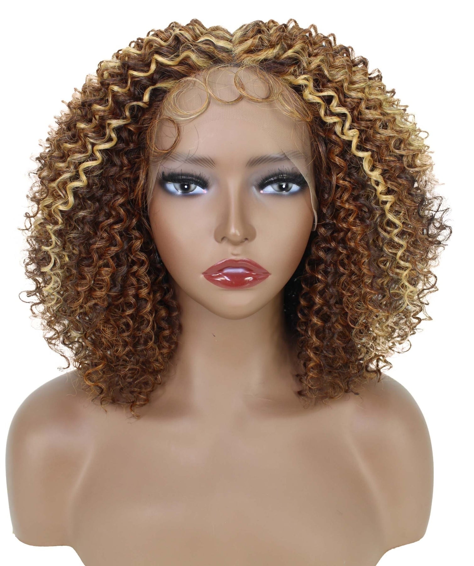 LUXLUXE Breanna 13.5” HD Lace Front Wig | Mid-Part Bouncy Loose Curls with Baby Hair | Heat-Resistant Synthetic Fiber in Auburn Brown Blend
