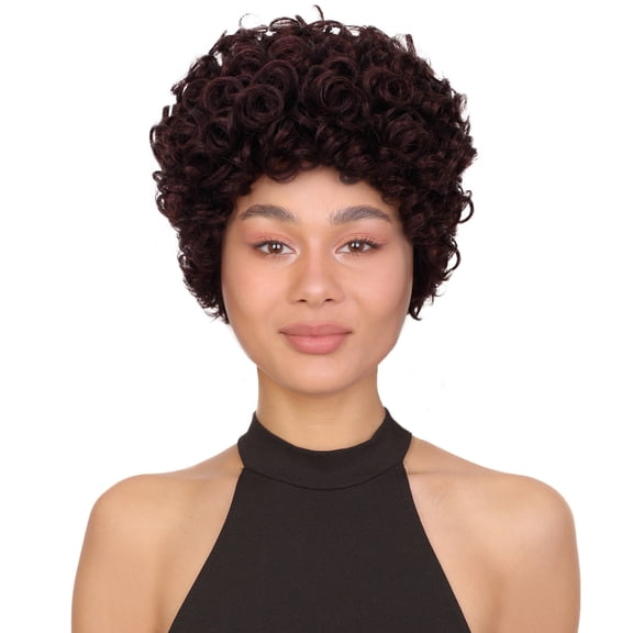 LUXLUXE 9" Short Curly Bob Half Wig, Pixie Cut Human Hair Blend Spiral Curls for Party, Wedding & Daily Wear