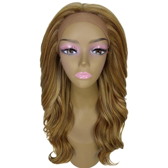 LUXLUXE 21" Blonde Synthetic Lace Front Wig 4x4 Hand Tied Layered Wavy Synthetic Wigs for Party Cosplay Daily Wear
