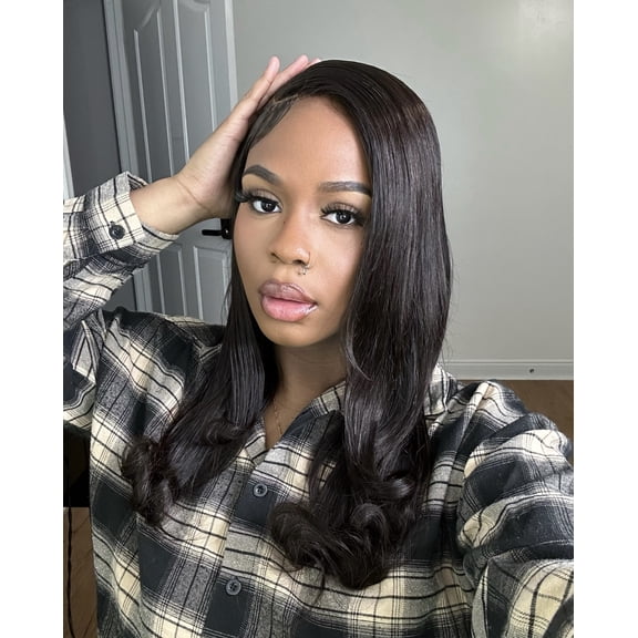 LUXLUXE Dana 21" 100% Human Hair Lace Front Wig with 3.5x13-inch HD Lace, Heat-styleable Human Hair, (NATURAL)