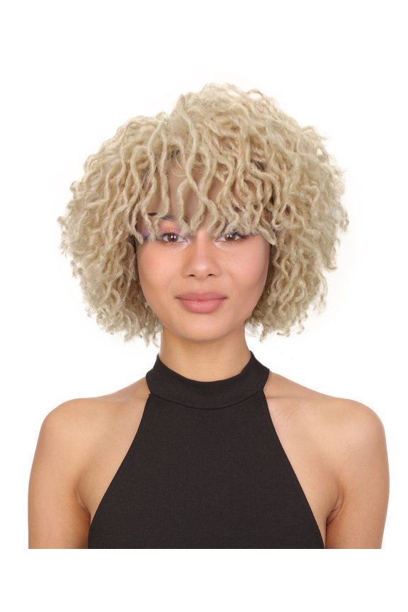 Destiny Curly Glamour 10 in Long Full Wig No Lace Wig, Heat Resistant Fibers (Light Blonde)