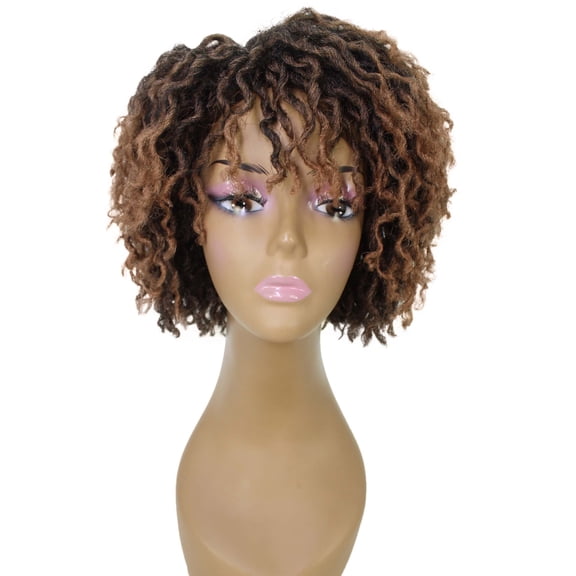 LUXLUXE Synthetic Dreadlock Wig 10 In Short Pixie Curly Faux Locs Full Wig for Black Women No Lace for Daily Wear Party Cosplay