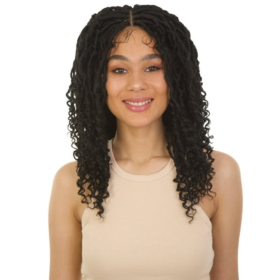 LUXLUXE Diamond Curly Locs 23 in Long 4X4 Hand Tied Lace Braid Braided Wig, Beauty Heat Resistant Fiber, 20+ Shades of Natural, Dip Dyed, & Blended Colors