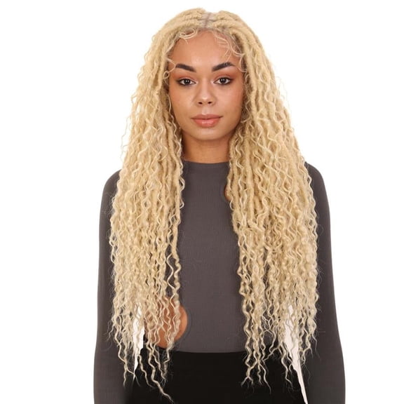 LUXLUXE Flora 30" Blonde Boho Locs Lace Braid Wig for Women, Heat-Resistant Synthetic Hair for Daily Wear & Parties