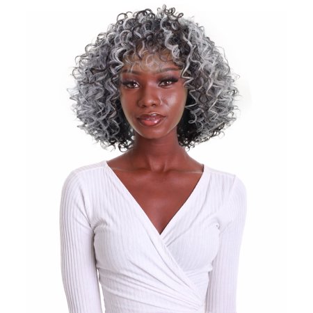 LUXLUXE Gabrielle Curly Pixie 12 in Long Full Wig No Lace Wig, Heat Resistant Fibers, 16+ Shades of Natural, Dip Dyed, & Blended Colors