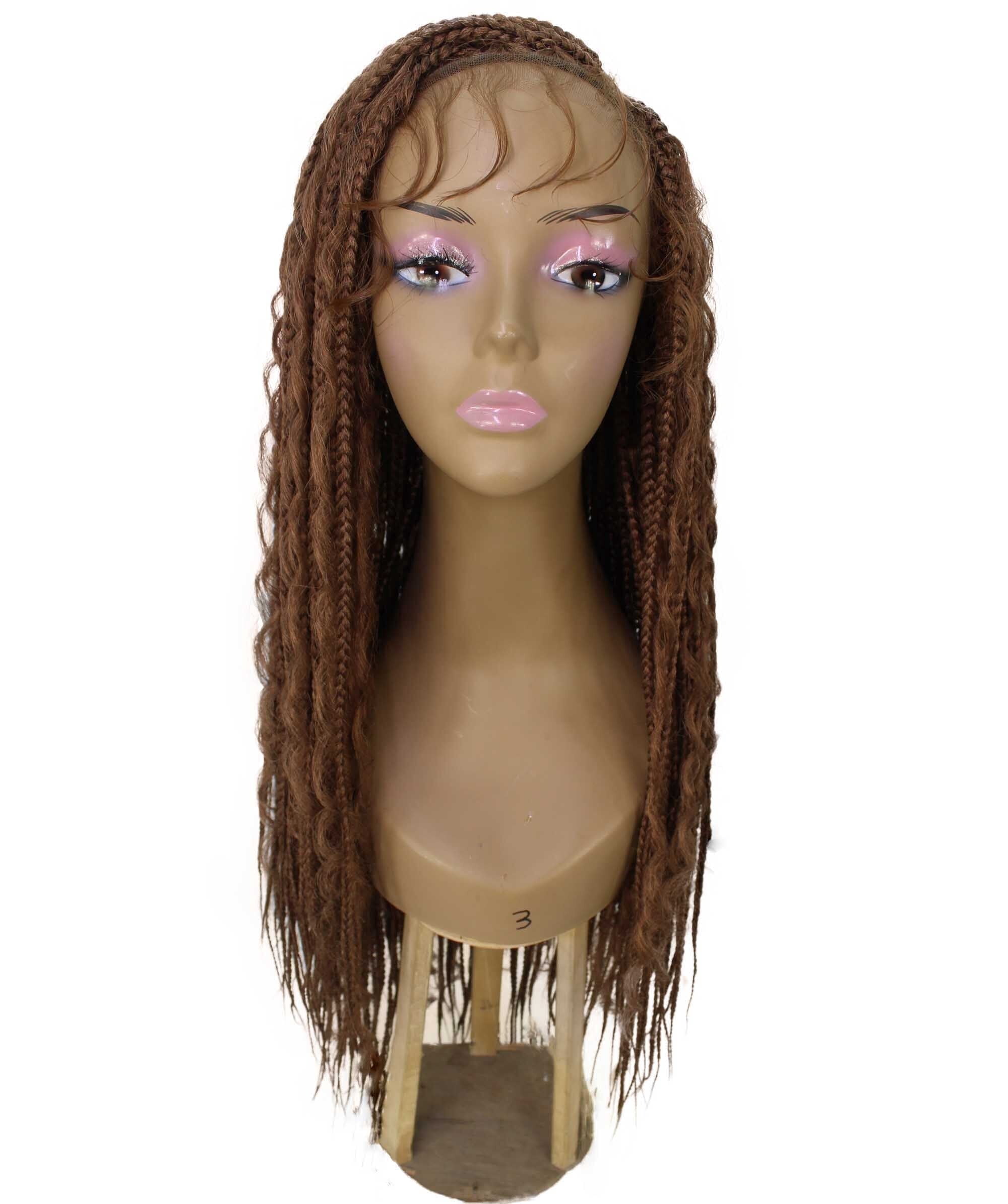LUXLUXE Hailey Curly Braided 30 in Long Braided Adult Women Wig, Beauty Heat Resistant Fiber, Copper Blonde Color