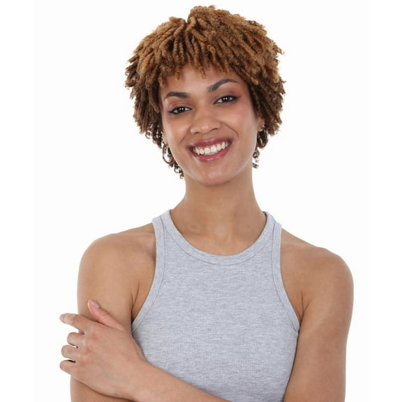 LUXLUXE Kayla Curly Locs 11 in Long Full Wig Full Cap Wig, Heat Resistant Fibers, Multiple Shades of Natural, Dip Dyed, & Blended Colors