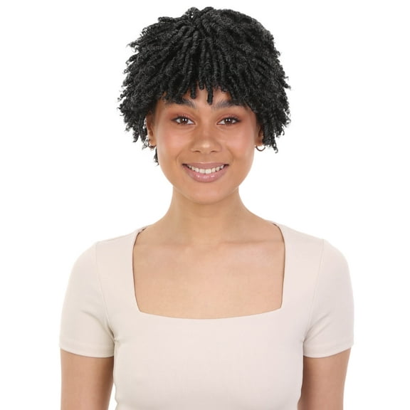 LUXLUXE Kayla Curly Locs 11 in Long Full Wig Full Cap Wig, Heat Resistant Fibers, Salt and Pepper Blend