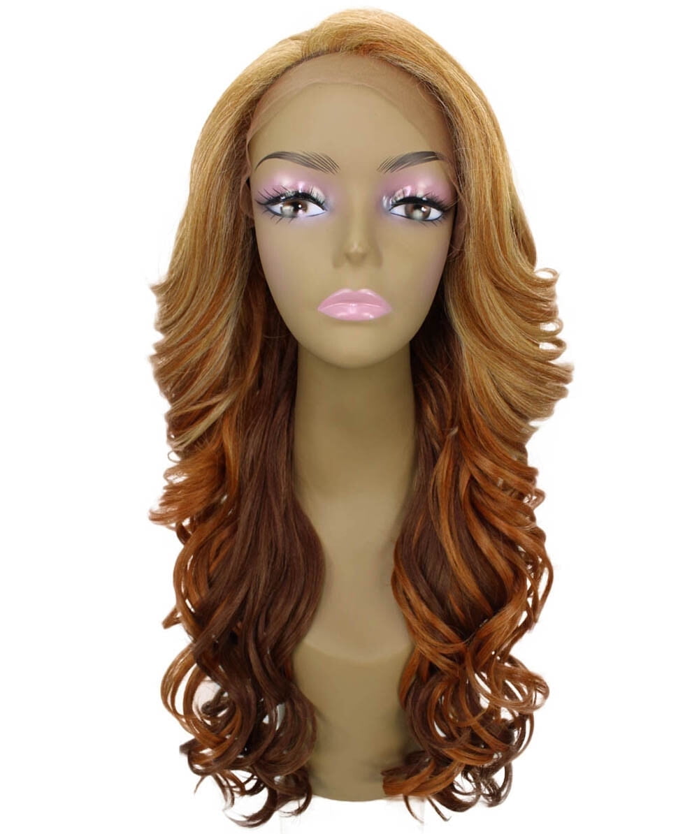 LUXLUXE Kendra Wavy 24.5 Inch Long 13x2.5 Hand-Tied Lace Front Wig, Good Heat Resistant Fiber