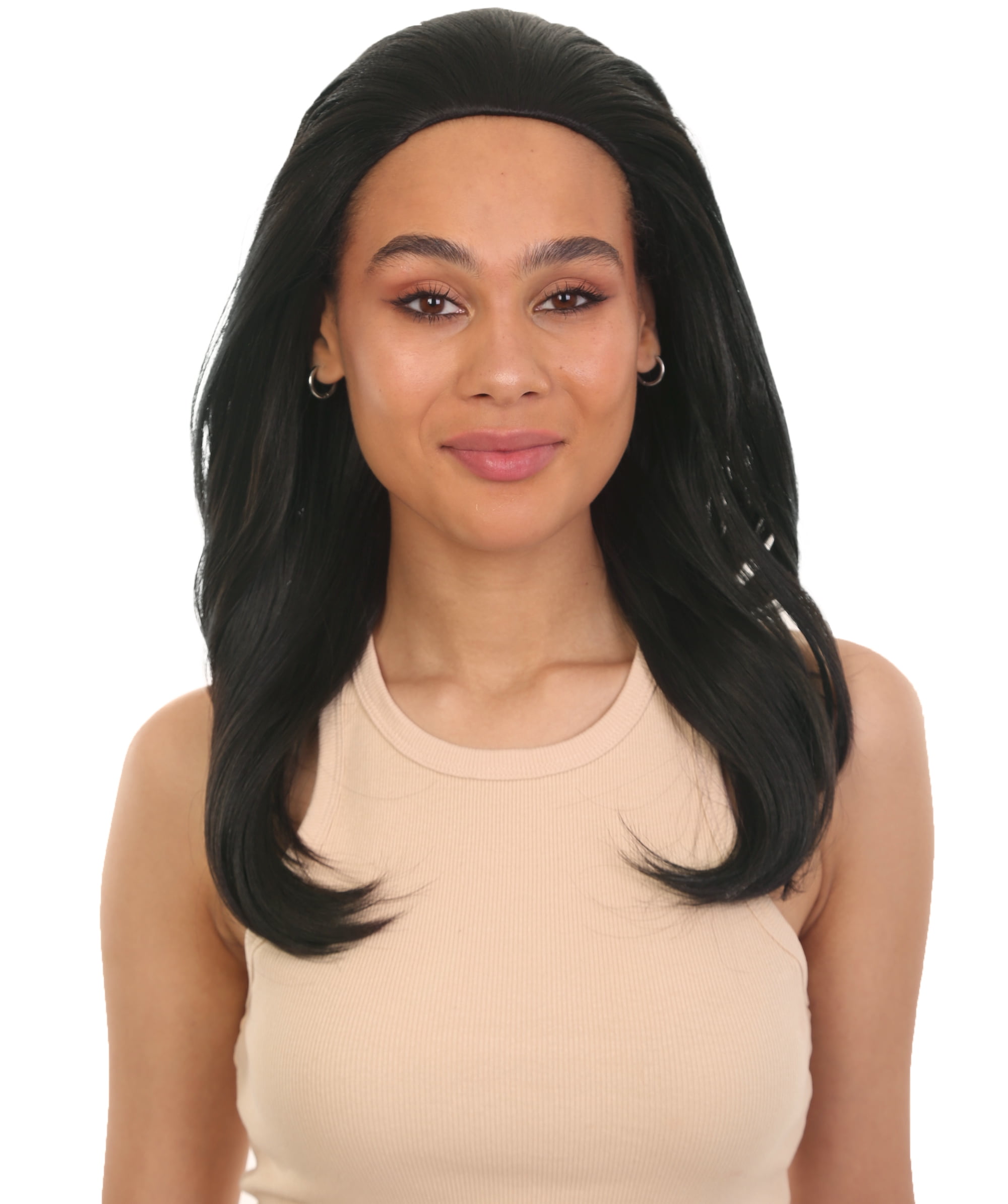 LUXLUXE Women Leal Curly Half Wig Layered Style Human Hair Blend 18.5" Natural Black