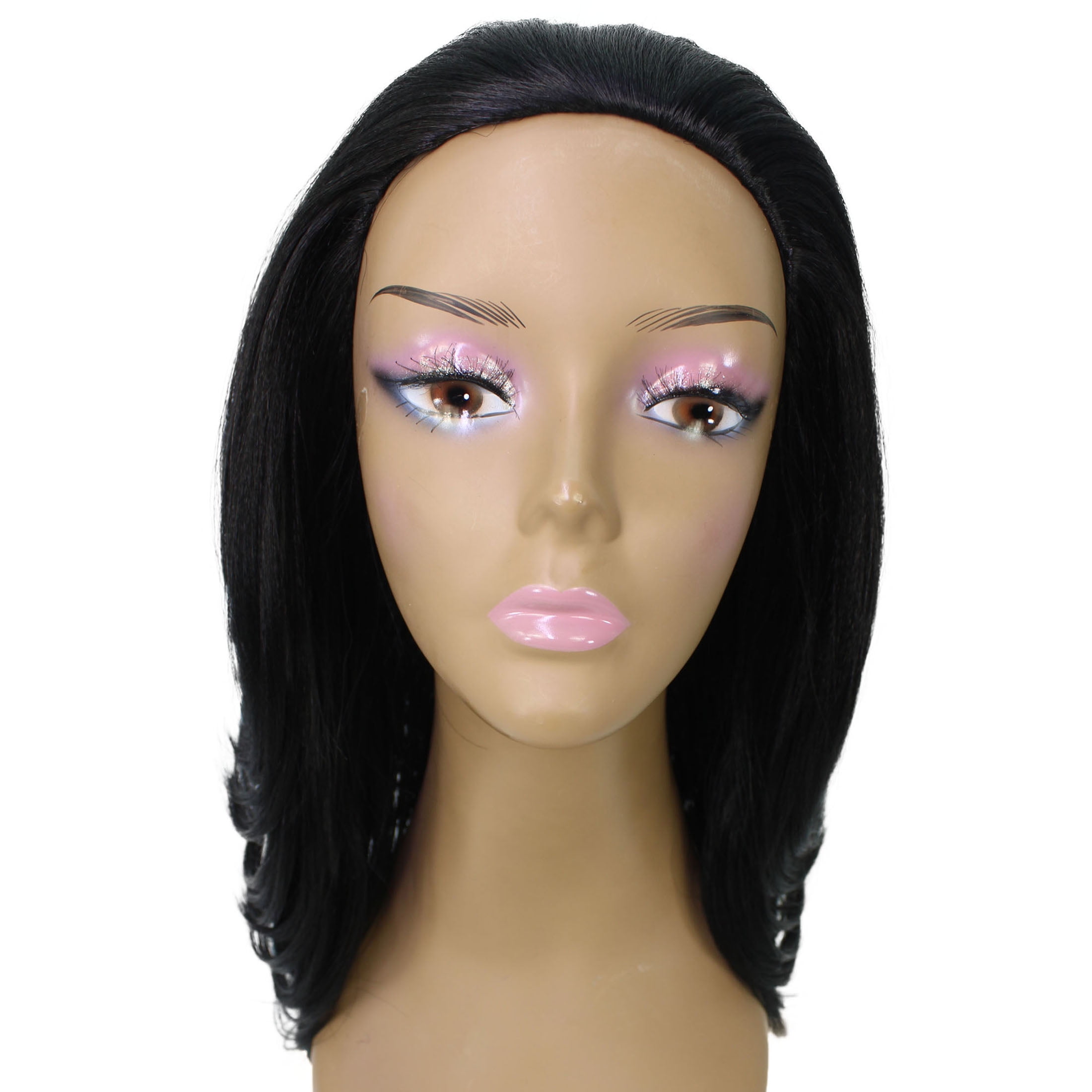 LUXLUXE Leal Curly Layered 18.5 in Long Half Wig Mix Human Hair and Synthetic Fibers