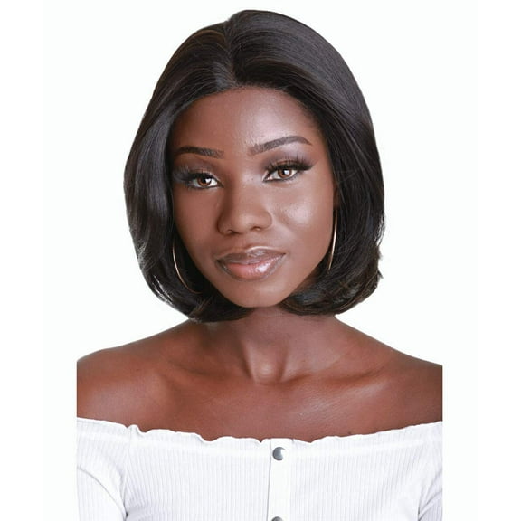 LUXLUXE Mina Straight 12 Inch Long 4X4 Hand-Tied Lace Front Wig, Heat Resistant Fiber,
