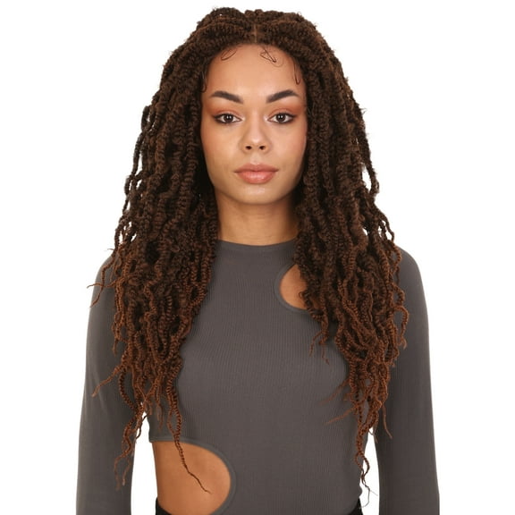 LUXLUXE Minia Curly Braid 27 inch Long 4X4 Hand Tied Lace Braid Braided Wig, Beauty Heat Resistant Fiber BLB-0155 (Black to Copper Blonde blend)