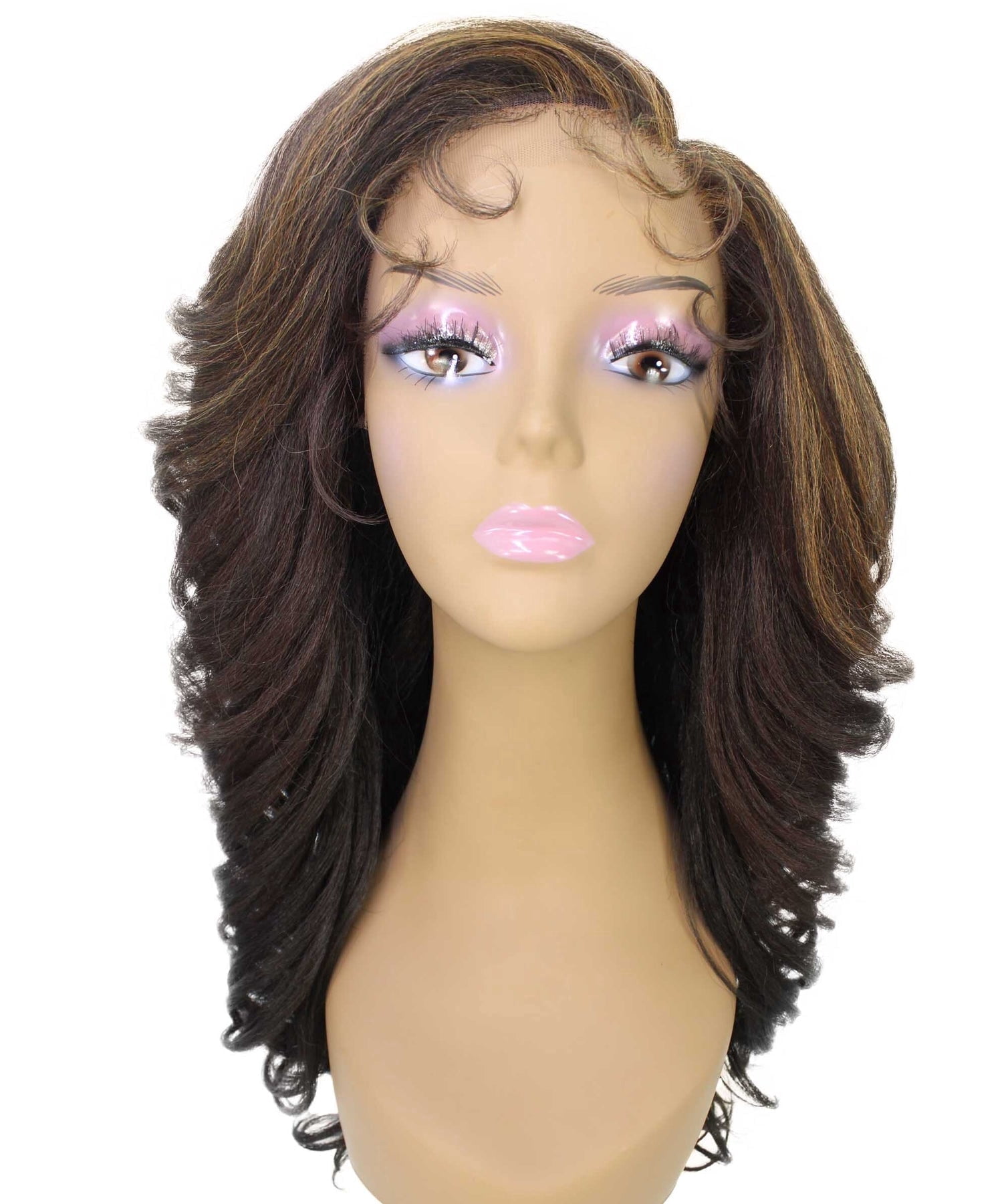 LUXLUXE Nia 20" Layered Wig | HD Lace Front Layered Wig for Black Women, Pre-Plucked Glueless Synthetic Body Wave Wig for Party & Daily Wear