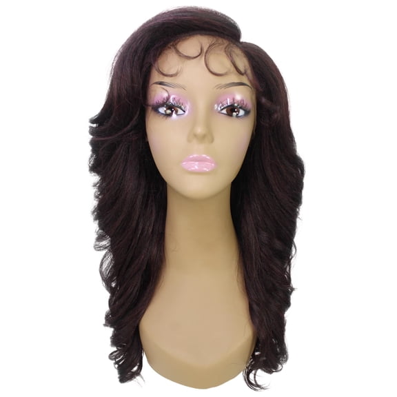 LUXLUXE Nia Wavy Glamour 20 in Long T Part Lace Front Wig, Heat Resistant Fibers, Deep Red and Black Blend Color