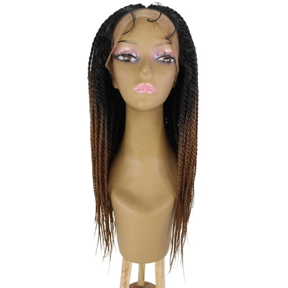 LUXLUXE| Nikkita 25-inch Long Blended Color Braided Wig| 4X4 Hand-Tied Lace| Breathable Cap