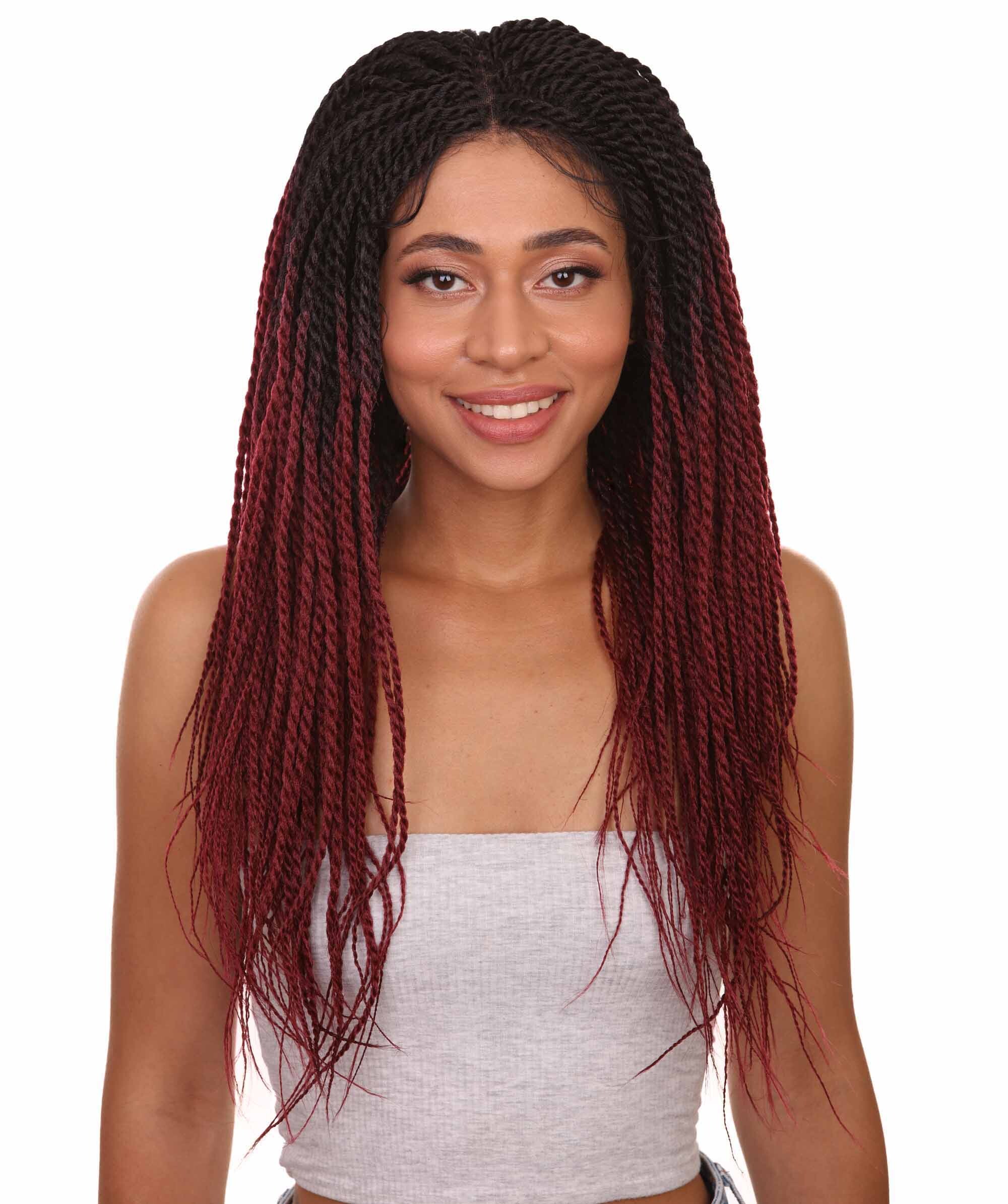 LUXLUXE Nikkita 25-inch Long Blended Color Braided Wig| 4X4 Hand-Tied ...