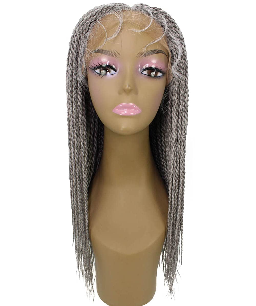 LUXLUXE Nikkita Straight 25 Inch Long 4X4 Hand-Tied Lace Braided Wig ...