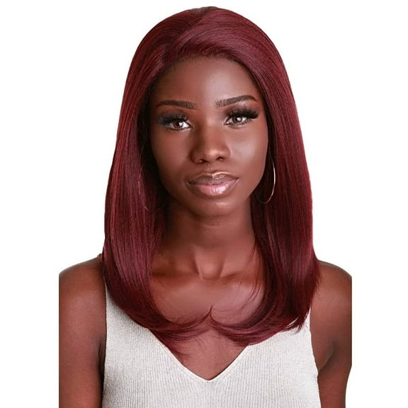 LUXLUXE Paloma Straight 18 Inch Long 360 Degree Lace Front Wig, Heat Resistant Fiber-Deep Red,