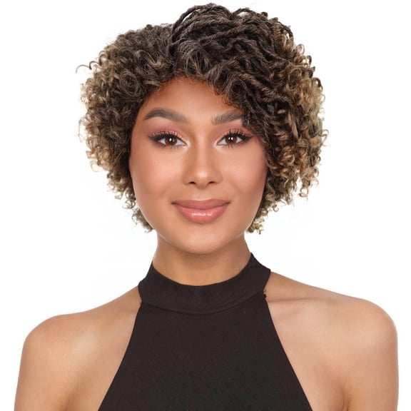LUXLUXE Quincy Short Curly Wig for Women with Soft Ringlets, Heat-Resistant Synthetic Hair for Daily Wear, Black