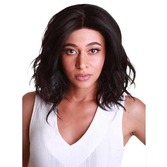 LUXLUXE Rayana 15" Black and Auburn Wig for Adult Women Wavy Long 4X4 Hand-Tied Lace Front Wigs Made from Heat Resistant Synthetic Wigs