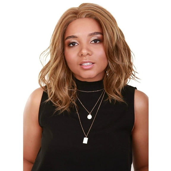 LUXLUXE Rayana Wavy 15 Inch Long 4X4 Hand-Tied Lace Front Wig, Heat Resistant Fiber, 20+ Shades of Natural, Dip Dyed, & Blended Colors (#P2763 - Blonde Blend)