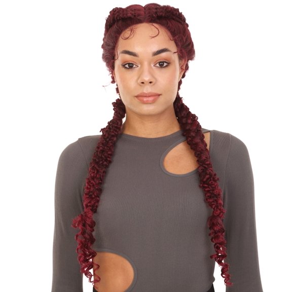LUXLUXE Renee 27-inches ½Lace+Part French Butterfly Lace Braided Wig, Heat Resistant Fiber, Multiple Color Options