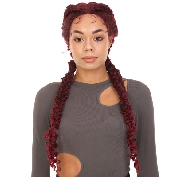 LUXLUXE Renee 27-inches ½Lace+Part French Butterfly Lace Braided Wig, Heat Resistant Fiber, Multiple Color Options