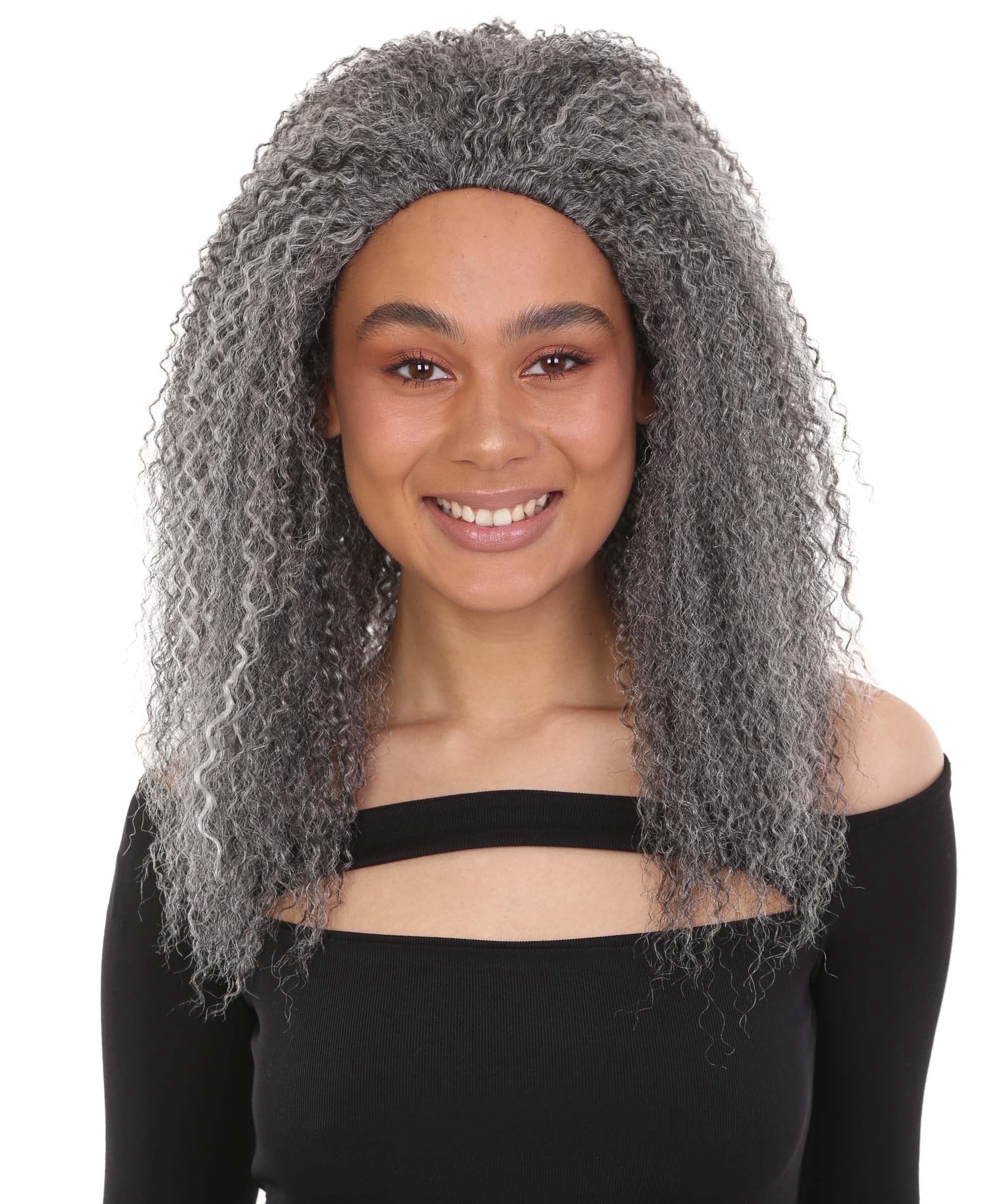 LUXLUXE Adult Women's Rosario Half Wig – 20-Inch Curly Body Wave, Ash Gray, Heat-Resistant Human Hair Blend
