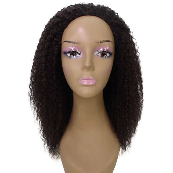 LUXLUXE Rosario Curly Body Waves 20 in Long Half Wig Mix Human Hair and Synthetic Fibers,Medium Brown