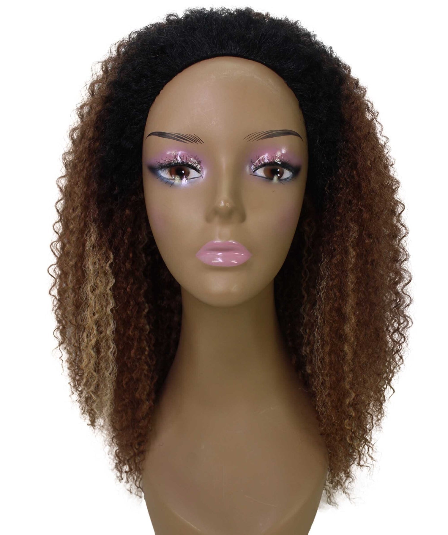 LUXLUXE Rosario Curly Body Waves 20 in Long Half Wig Mix Human Hair and Synthetic Fibers, Multiple Shades of Natural & Blended Colors