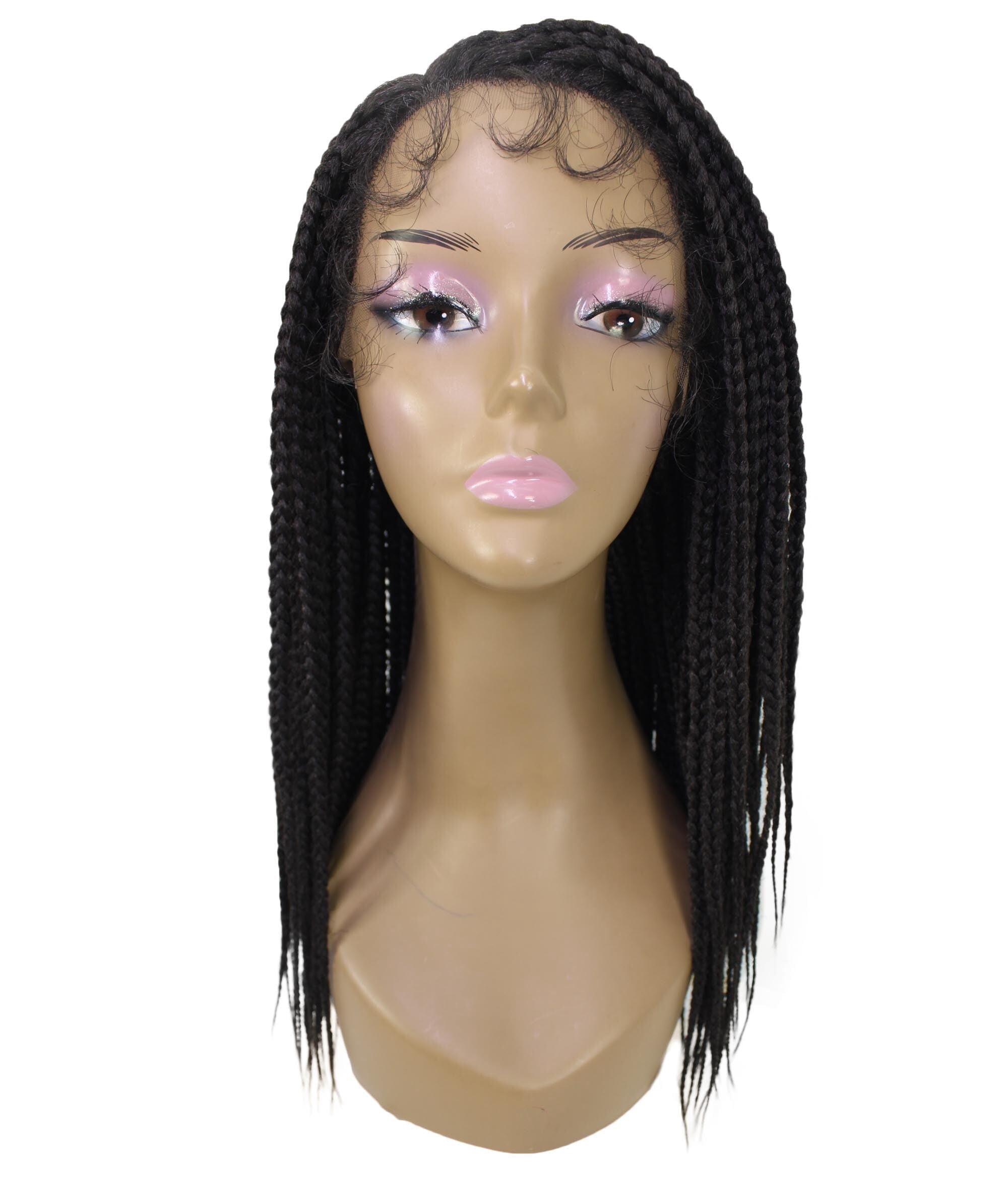 LUXLUXE Samone Curly Braided 21 in Long Braided Wig, Beauty Heat Resistant Fiber, Dark Brown
