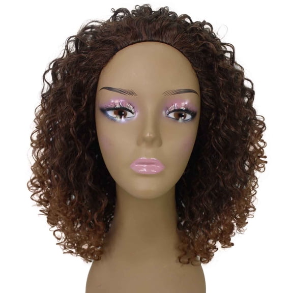 LUXLUXE Tatiana Curly Body Waves 15 in Long Half Wig Half Cap Wig, Mix Human Hair and Synthetic Fibers,