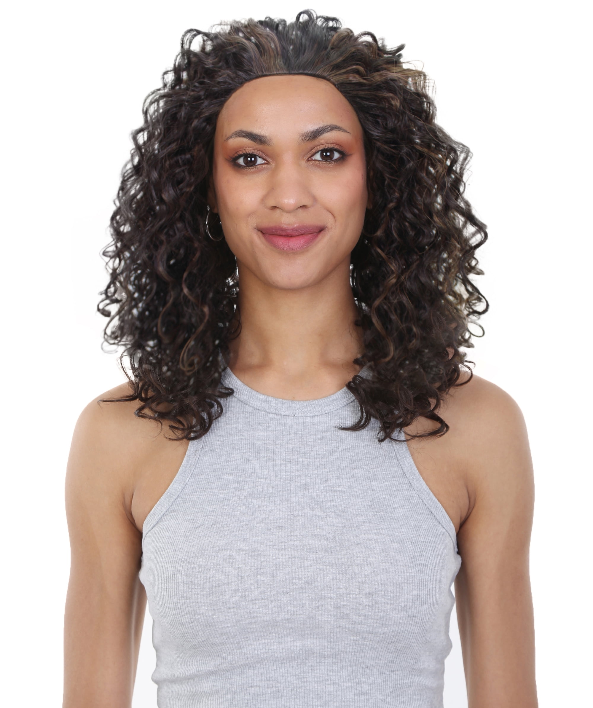 LUXLUXE Tatiana Curly Body Waves 15 in Long Half Wig Half Cap Wig, Mix Human Hair and Synthetic Fibers,